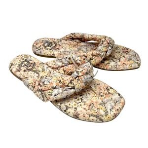 True Craft Women's Floral Thong Flip Flops Sandals Size‎ 7.5M Padded Beach Shoes